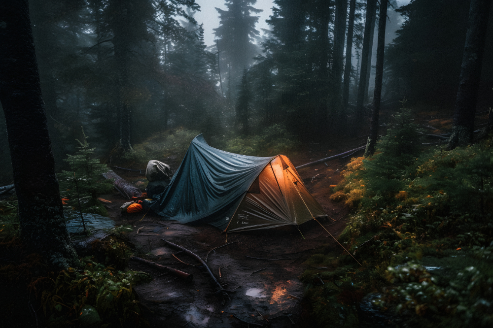 camp in woods