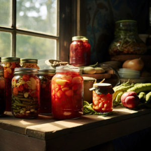 CANNING JARS BY THE WINDOW